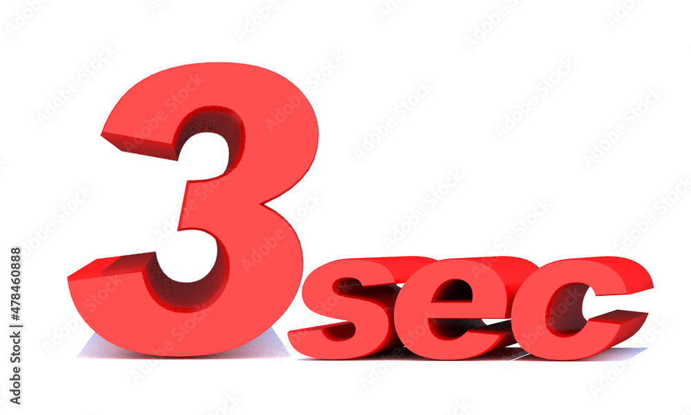 3 seconds word on white background.3d illustration 3 seconds word on white background.3d illustration