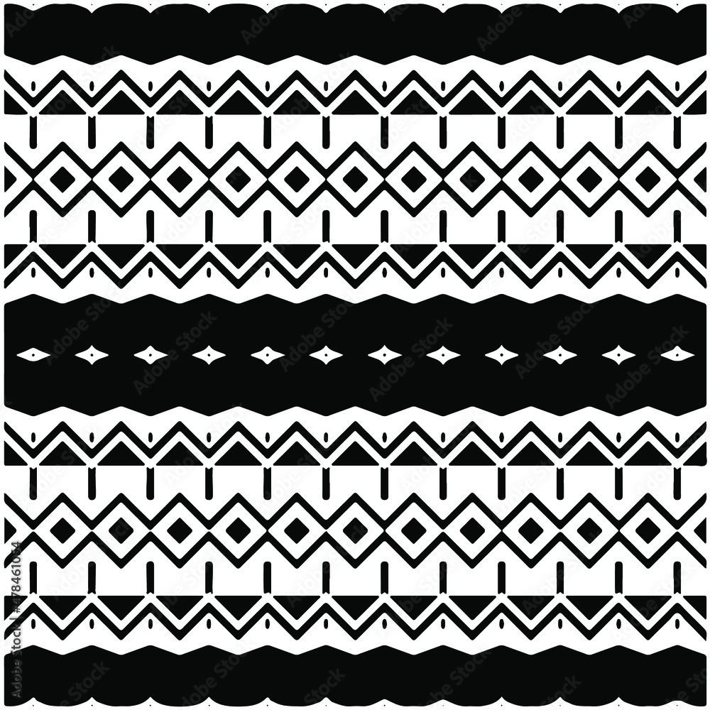 Seamless ethnic pattern color black and white.Can be used in fabric design for clothes, accessories; decorative paper, wrapping, background, wallpaper, Vector illustration. Seamless ethnic pattern color black and white.Can be used in fabric design for clothes, accessories; decorative paper, wrapping, background, wallpaper, Vector illustration.