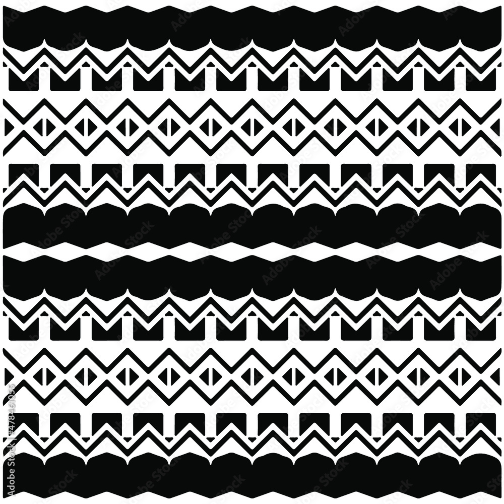 Seamless ethnic pattern color black and white.Can be used in fabric design for clothes, accessories; decorative paper, wrapping, background, wallpaper, Vector illustration. Seamless ethnic pattern color black and white.Can be used in fabric design for clothes, accessories; decorative paper, wrapping, background, wallpaper, Vector illustration.