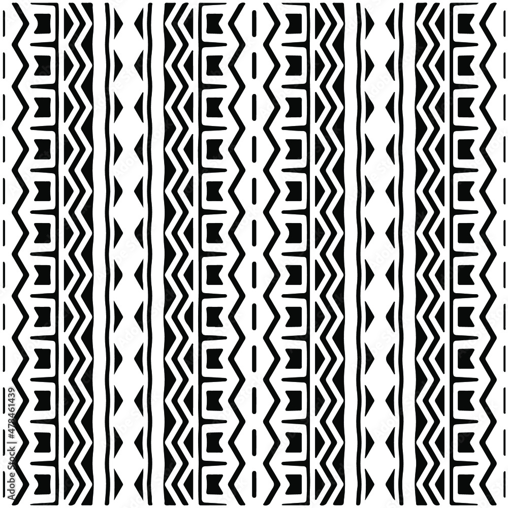 Seamless ethnic pattern color black and white.Can be used in fabric design for clothes, accessories; decorative paper, wrapping, background, wallpaper, Vector illustration. Seamless ethnic pattern color black and white.Can be used in fabric design for clothes, accessories; decorative paper, wrapping, background, wallpaper, Vector illustration.