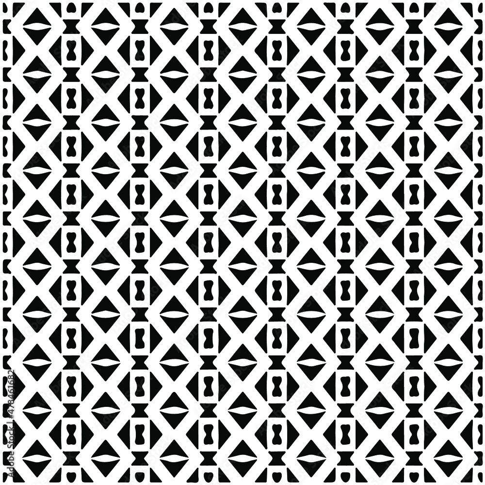 Seamless ethnic pattern color black and white.Can be used in fabric design for clothes, accessories; decorative paper, wrapping, background, wallpaper, Vector illustration. Seamless ethnic pattern color black and white.Can be used in fabric design for clothes, accessories; decorative paper, wrapping, background, wallpaper, Vector illustration.