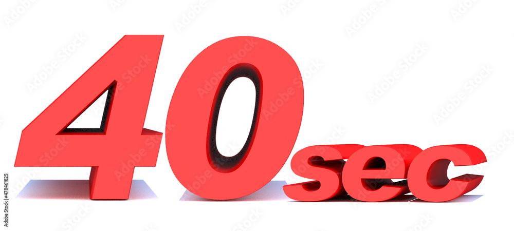 40 seconds word on white background.3d illustration 40 seconds word on white background.3d illustration