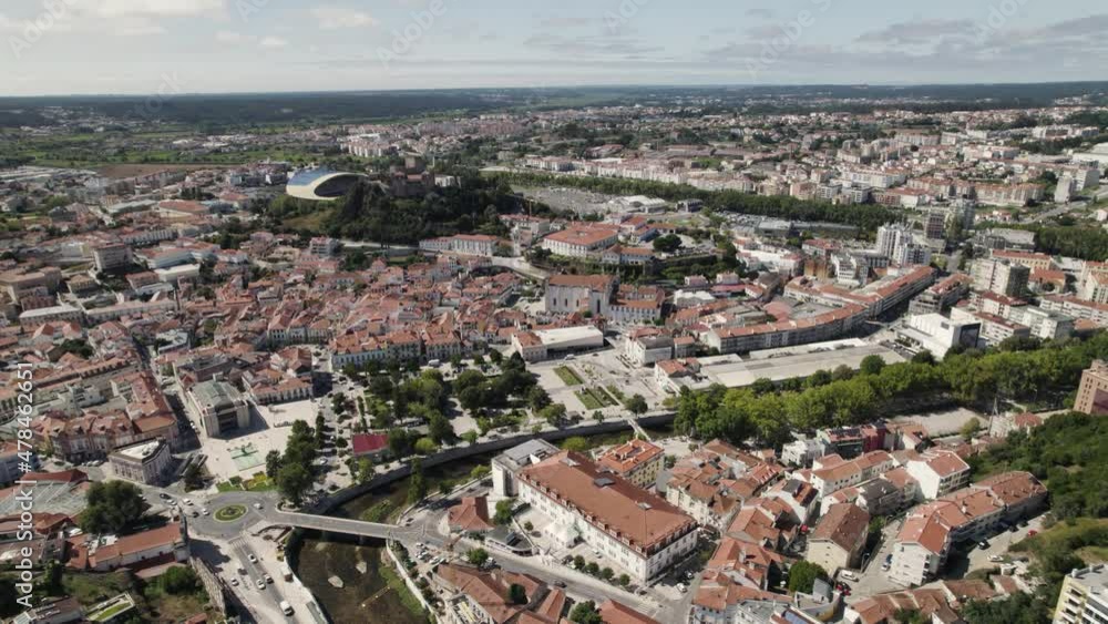 Central Leiria Cityscape, Portugal, Orbit Circling Aerial Central Leiria Cityscape, Portugal, Orbit Circling Aerial
