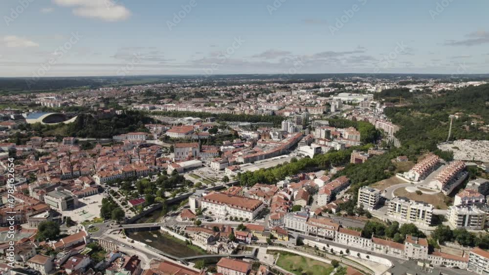 City of Leiria, Portugal. Aerial view with the iconic União de Leiria stadium City of Leiria, Portugal. Aerial view with the iconic União de Leiria stadium