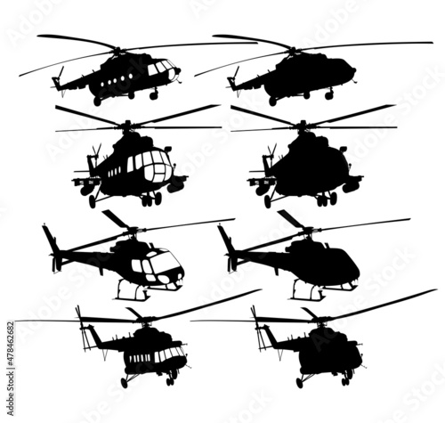 The set of helicopter silhouettes.