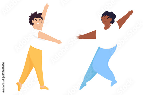 Little boys of different nationalities practice ballet