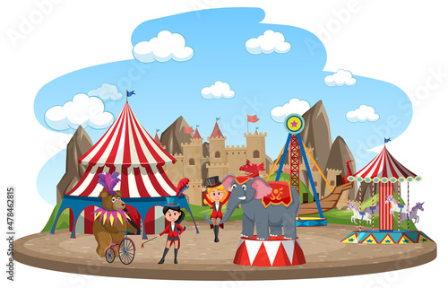 Circus theme park on isolated background