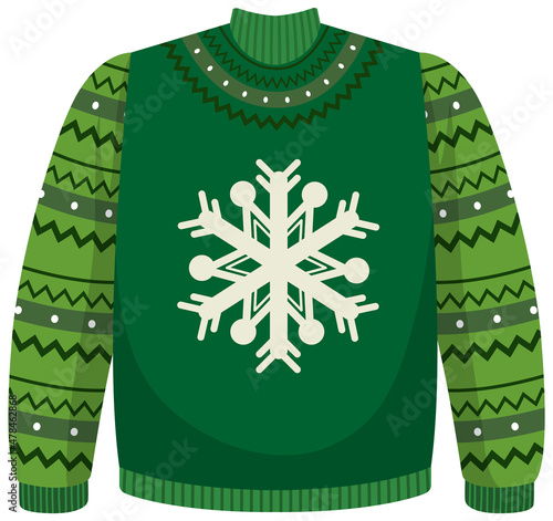 Green Christmas snowflake sweater