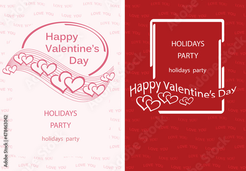 rosy and red templates for valentines day - vector decorative cards