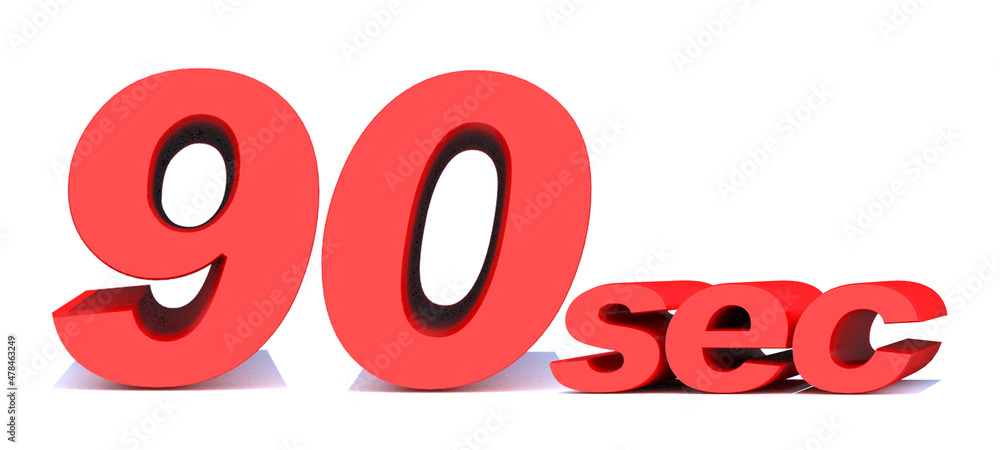 90 seconds word on white background.3d illustration 90 seconds word on white background.3d illustration