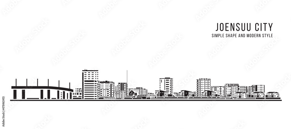 Cityscape Building Abstract Simple shape and modern style art Vector design - Joensuu city