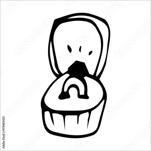 Wedding rings doodle. Hand-drawn jewelry illustration. Vector illustration. Ring with diamond.