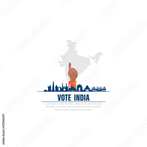 vector illustration of voting finger for General Election of India.