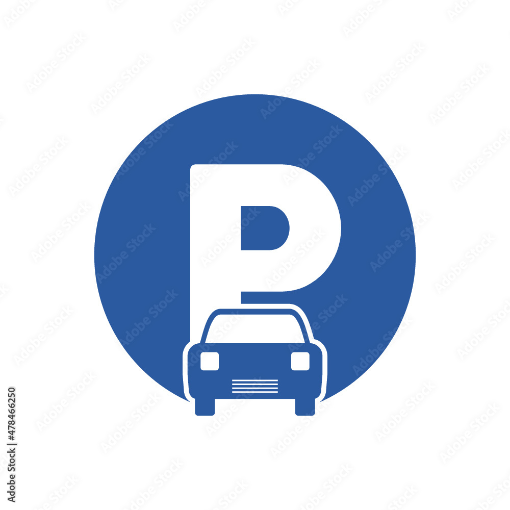 Blue parking icon isolated on white background Blue parking icon isolated on white background