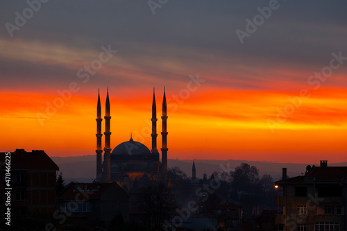 Selimiye Mosque and a unique sunset