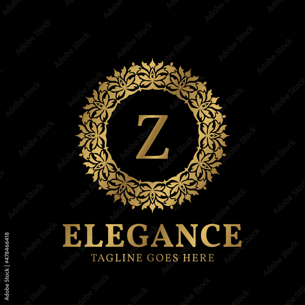 letter Z elegance circle plants luxurious golden crest vector logo design letter Z elegance circle plants luxurious golden crest vector logo design
