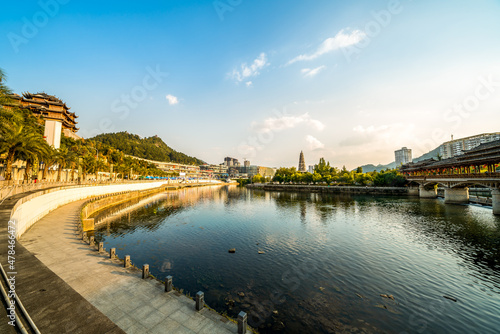 A bridge with ethnic characteristics  Duyun  Guizhou  China.