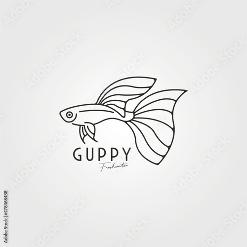guppy fish line art logo vector symbol illustration design