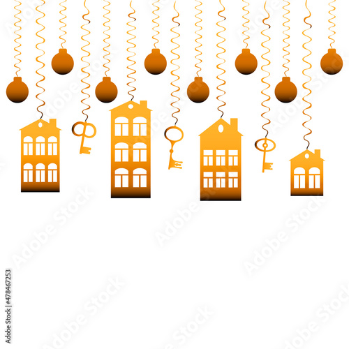 advertising banner or postcard - housewarming, sale or rental of housing on a turnkey basis. Apartments or houses