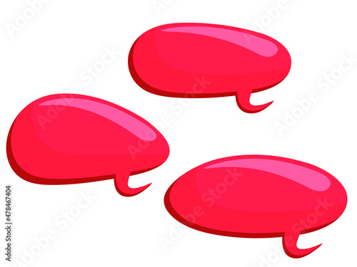 Set of red comic speech bubbles. Vector Illustration and graphic elements