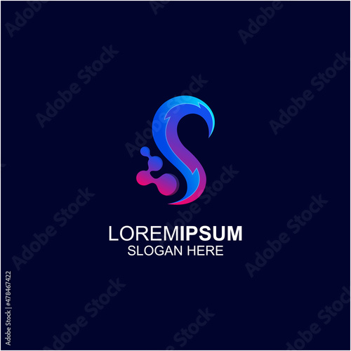 Technology and Tails gradient logo template