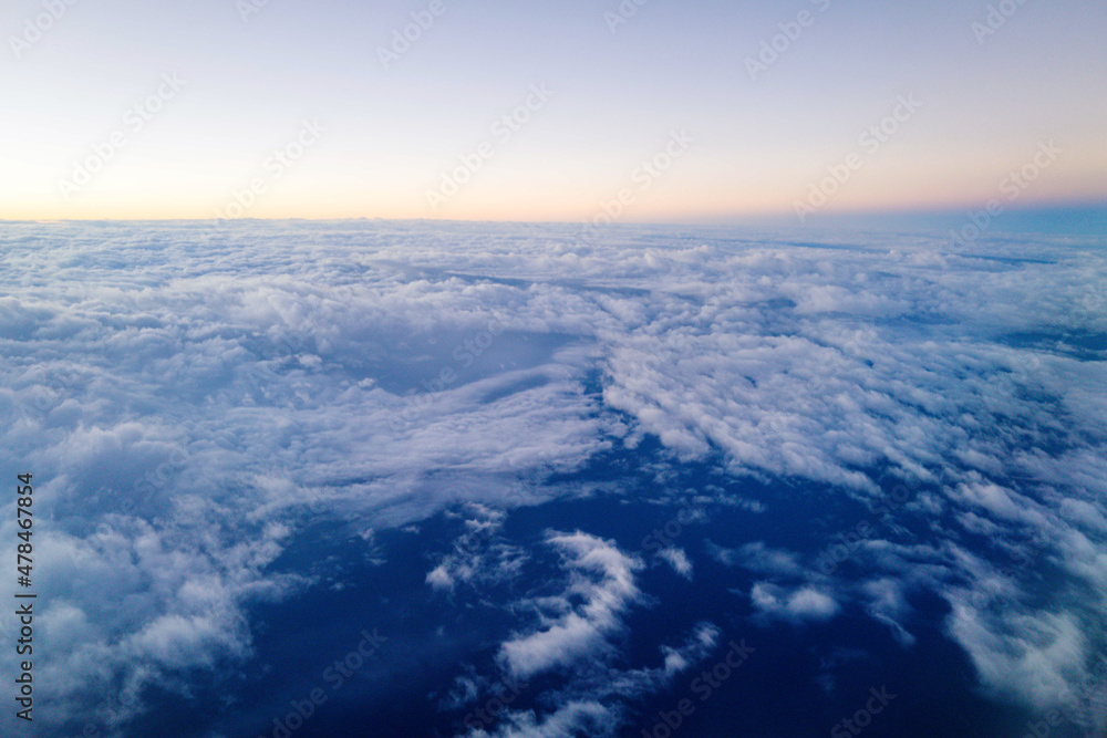 Aerial View on clouds at sunrise