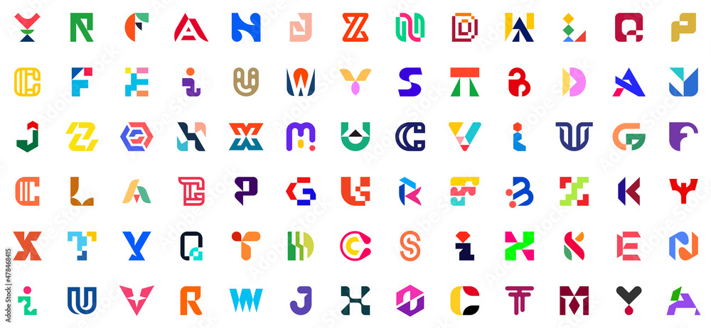 Abstract logos collection with letters. Geometric abstract logos. Icon design Abstract logos collection with letters. Geometric abstract logos. Icon design