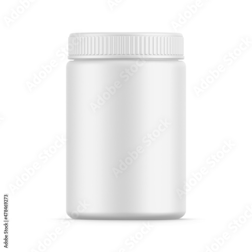 Obraz na plátně Plastic jar bottle mockup template on isolated white background, ready for desig