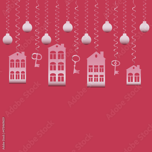 advertising banner or postcard - housewarming, sale or rental of housing on a turnkey basis. Apartments or houses