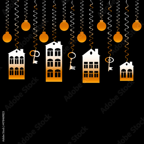 advertising banner or postcard - housewarming, sale or rental of housing on a turnkey basis. Apartments or houses