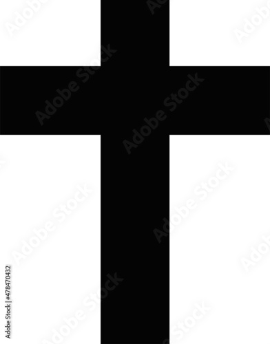 Vector illustration of the black silhouette of a classic religious cross