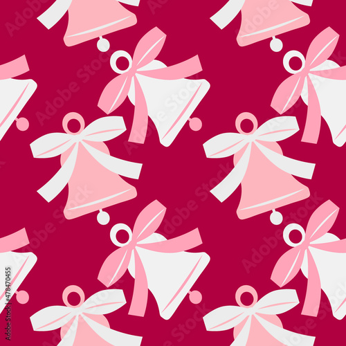 Illustration A seamless pattern on a square background - a bell. Design element