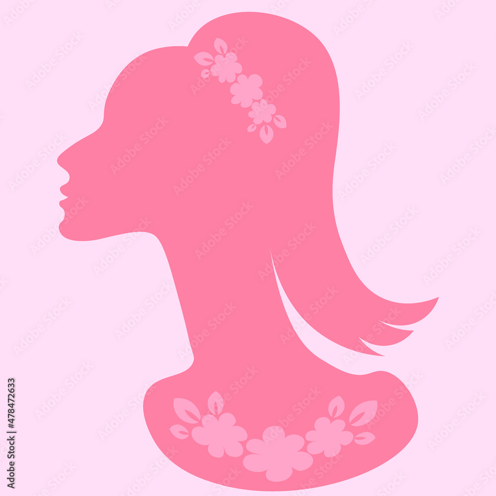 an elegant female head in profile with jewelry - a banner for advertising jewelry or a postcard. Design element an elegant female head in profile with jewelry - a banner for advertising jewelry or a postcard. Design element
