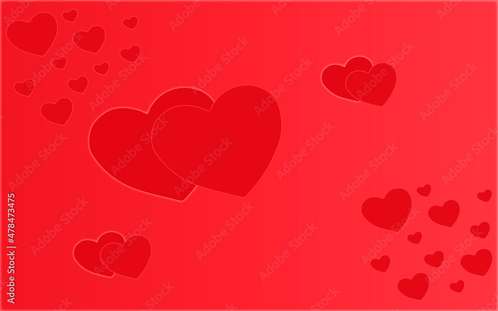 Happy Valentine's day! Seamless vertical border. Red Heart Paper Sticker With Shadow Valentine's day vector illustration Postcard. Valentines Day Card with Heart. Place under the text.
