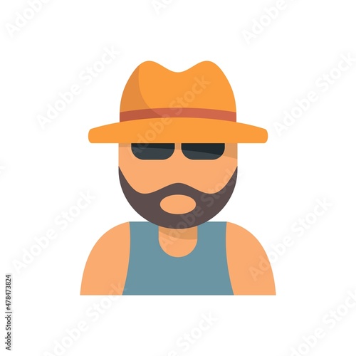 Man hitchhiking icon flat isolated vector