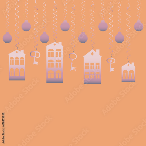advertising banner or postcard - housewarming, sale or rental of housing on a turnkey basis. Apartments or houses