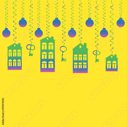 advertising banner or postcard - housewarming, sale or rental of housing on a turnkey basis. Apartments or houses