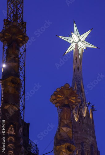 Photography New star on the tower of the Virgin Mary in the Basilica of the Sagrada Familia