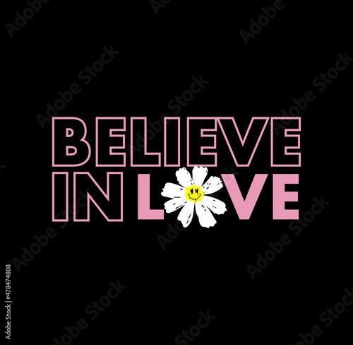 Believe in love quote. Single word. Modern typography text. Design print for t shirt, pin label, badges, sticker, greeting card, banner. Vector illustration black and white. ego