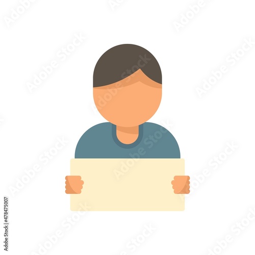 Hitchhiking boy icon flat isolated vector