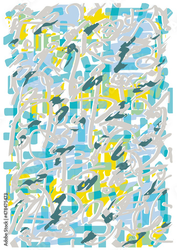 Illustration Dessin Abstrait Lignes, Gribouillis, Pop Design, Couleurs Pastel, Fait main, Entrelacs, Carnet de Notes
