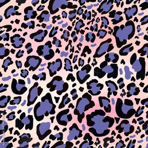 Canvas Print Vector Seamless pattern of leopard skin in purple, pink pastel background, Wild