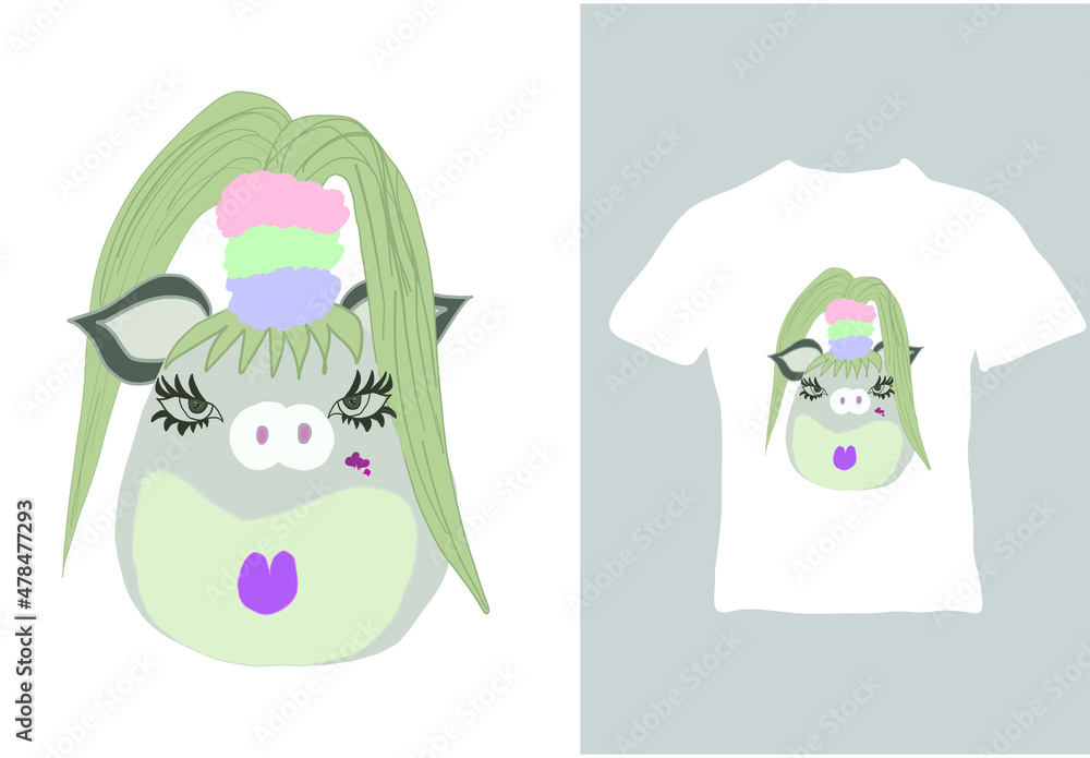 Cartoon character. Funny face. Vector illustration, ready for printing on t-shirt, clothing, poster and other purposes.
