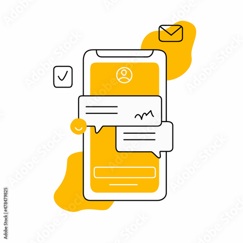 Illustration of a smartphone with messages yellow