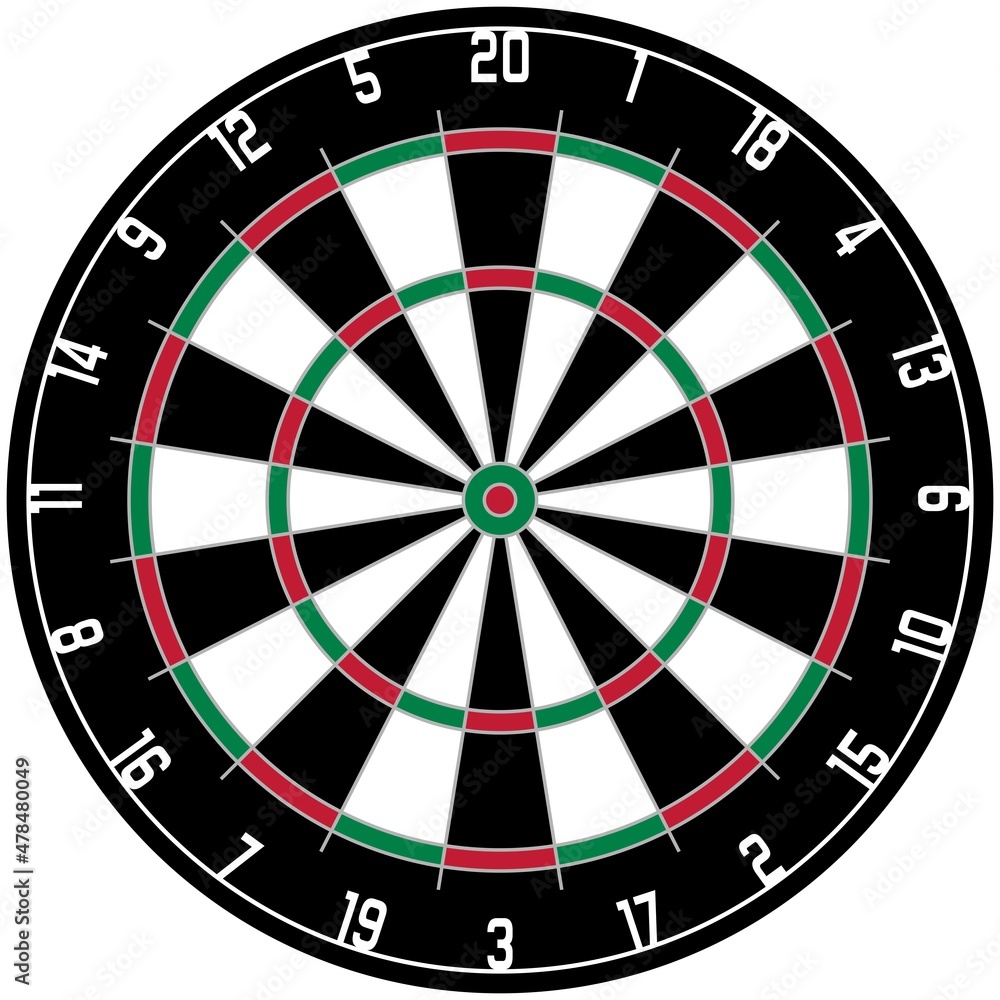 Dartscheibe vektor auf isolierten weissen Hintergrund. Dartscheibe vektor auf isolierten weissen Hintergrund.