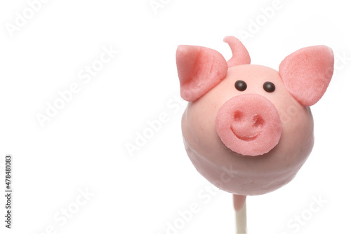 Tableau sur toile cake pop pig New Year white background