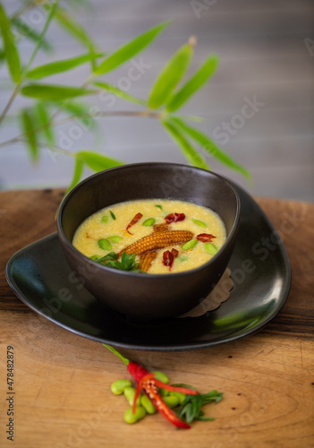 Thai yellow curry soup bowl