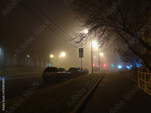 Night fog in Moscow