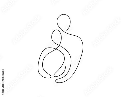 One continuous single line of Boy hugs his girlfriend from behind for valentine day isolated on white background.