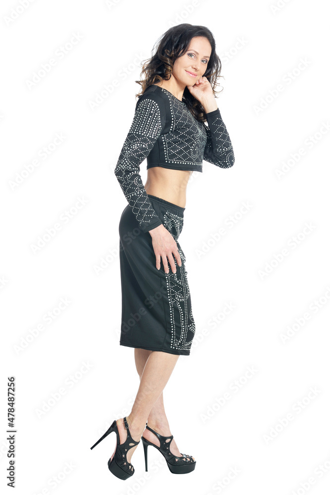 portrait of beautiful woman posing on white portrait of beautiful woman posing on white